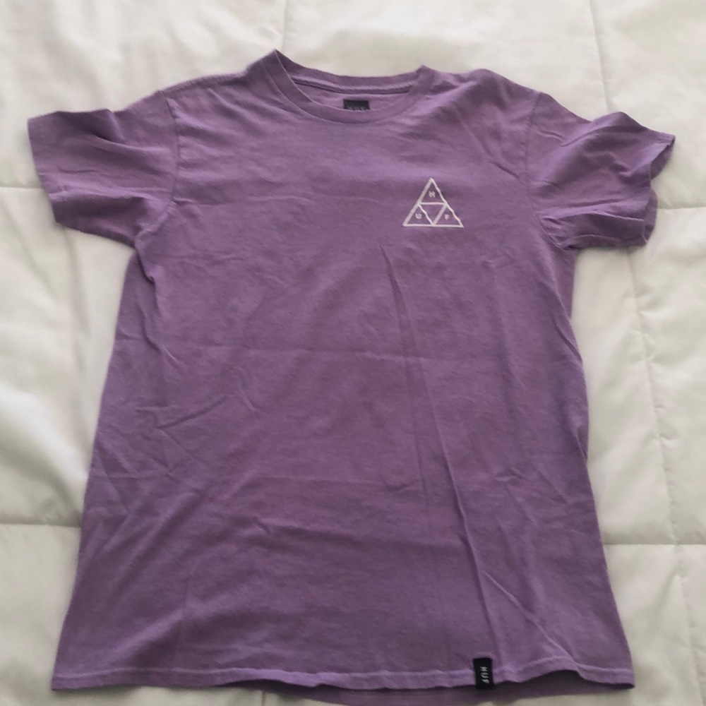Lavender HUF T-shirt with triangle design on front and back 100% cotton unisex